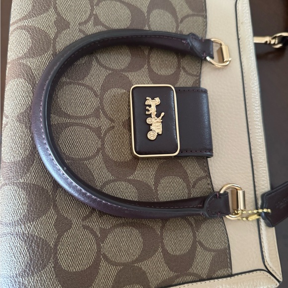 Coach Handbags - Coach Tan and Cream Signature Satchel